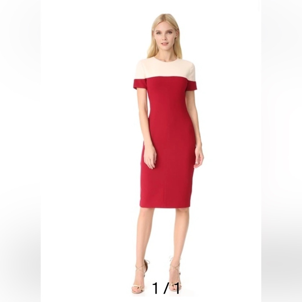 NWT Black Halo Layne Color Block Sheath Dress in Bonfire/Buttercream - 10